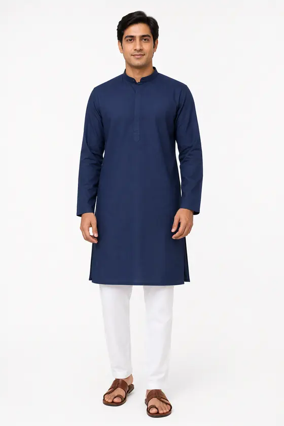 AI model photo of the navy kurta set (men)