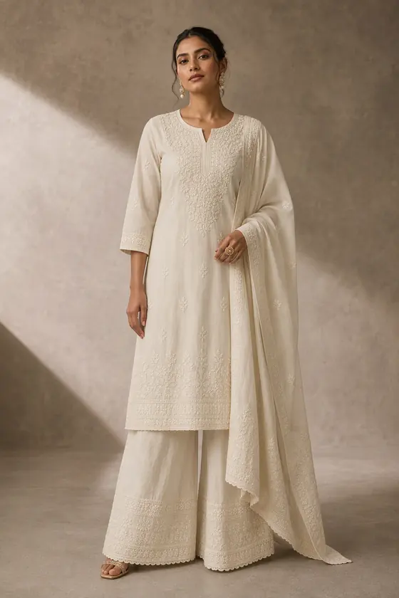 Chikankari kurta set, editorial look